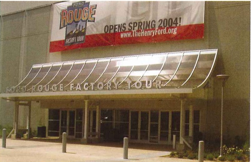 Entrance canopy of the Ford Rouge Factory Tour building