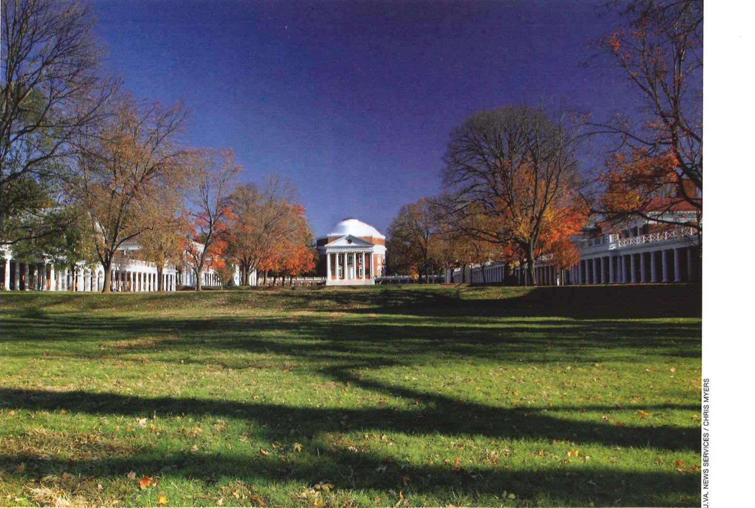 The lawn of the University of Virginia, with the Rotunda at its head