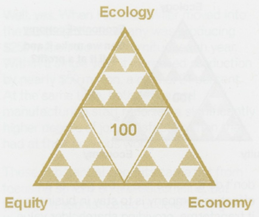 The fractal triangle of Ecology, Economy and Equity