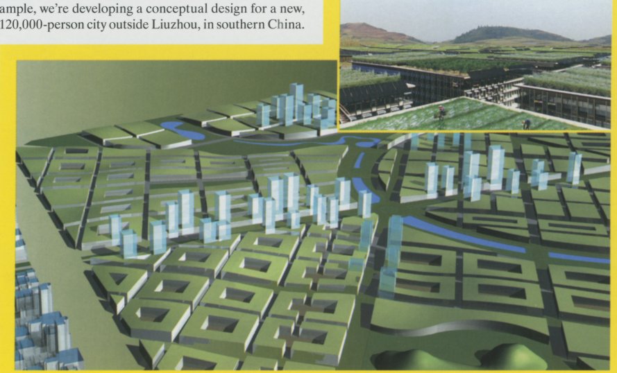 Model of a planned city in China with rooftop farmland
