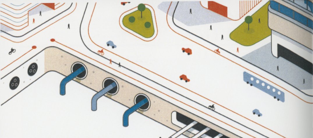 Illustrated city pipes and streets above the headline How Cities Could Save Us